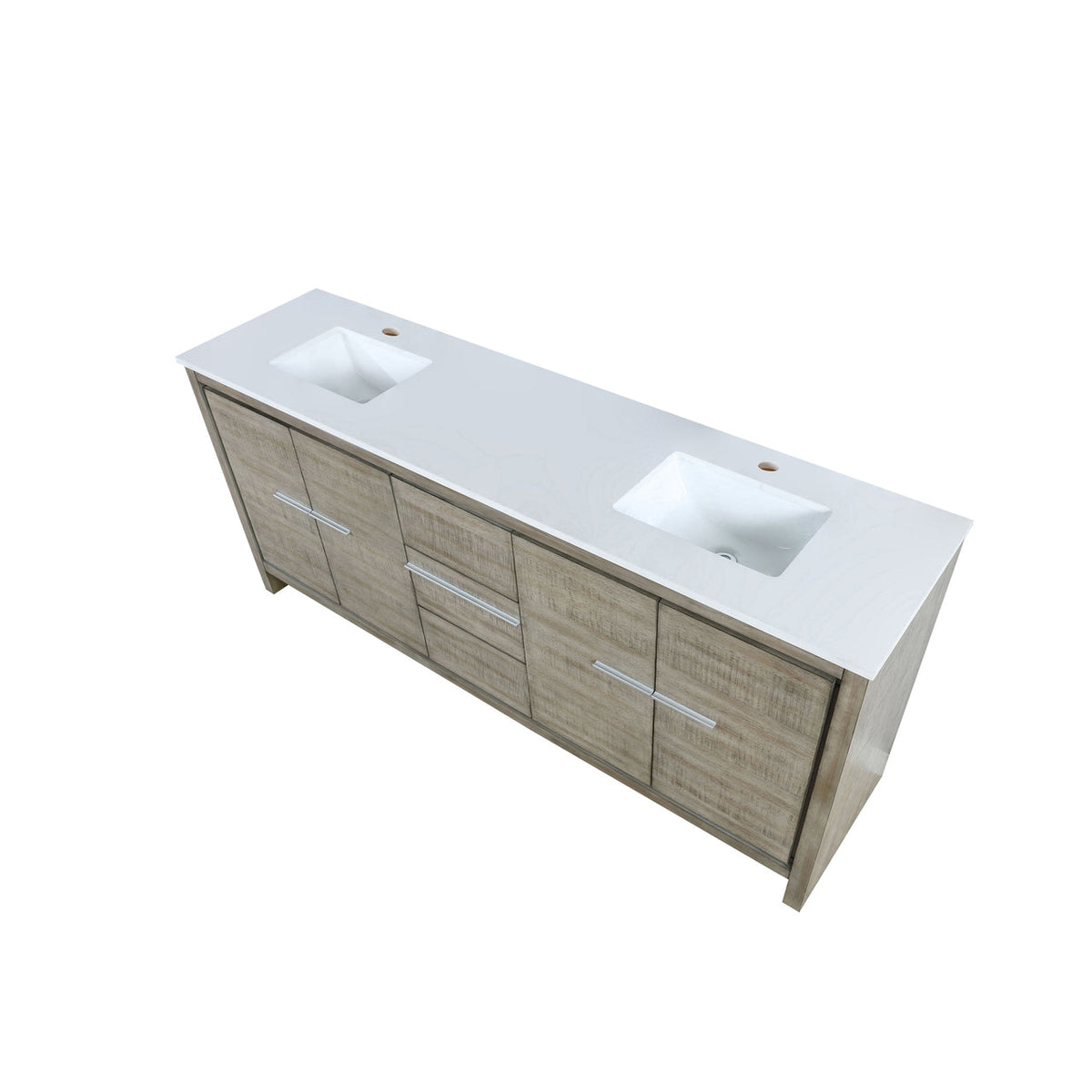 Lexora Lafarre 80" Rustic Acacia Double Bathroom Vanity, White Quartz Top, and White Square Sinks LLF80DKSOD000 - MyBBQDirect