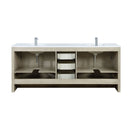 Lexora Lafarre 80" Rustic Acacia Double Bathroom Vanity, White Quartz Top, White Square Sinks, Balzani Gun Metal Faucet Set, and 70" Frameless Mirror LLF80DKSODM70FGM