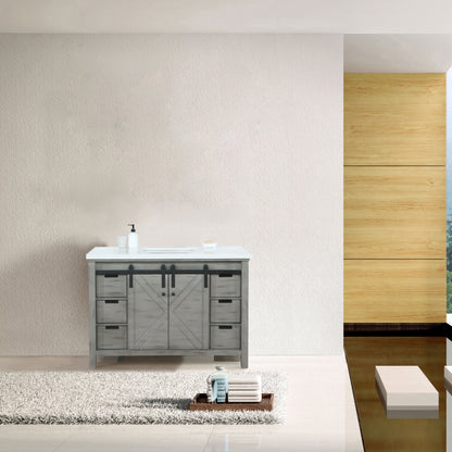 Lexora  Marsyas 48" Ash Grey Single Vanity, White Quartz Top, White Square Sink and no Mirror LM342248SHCS000 - MyBBQDirect