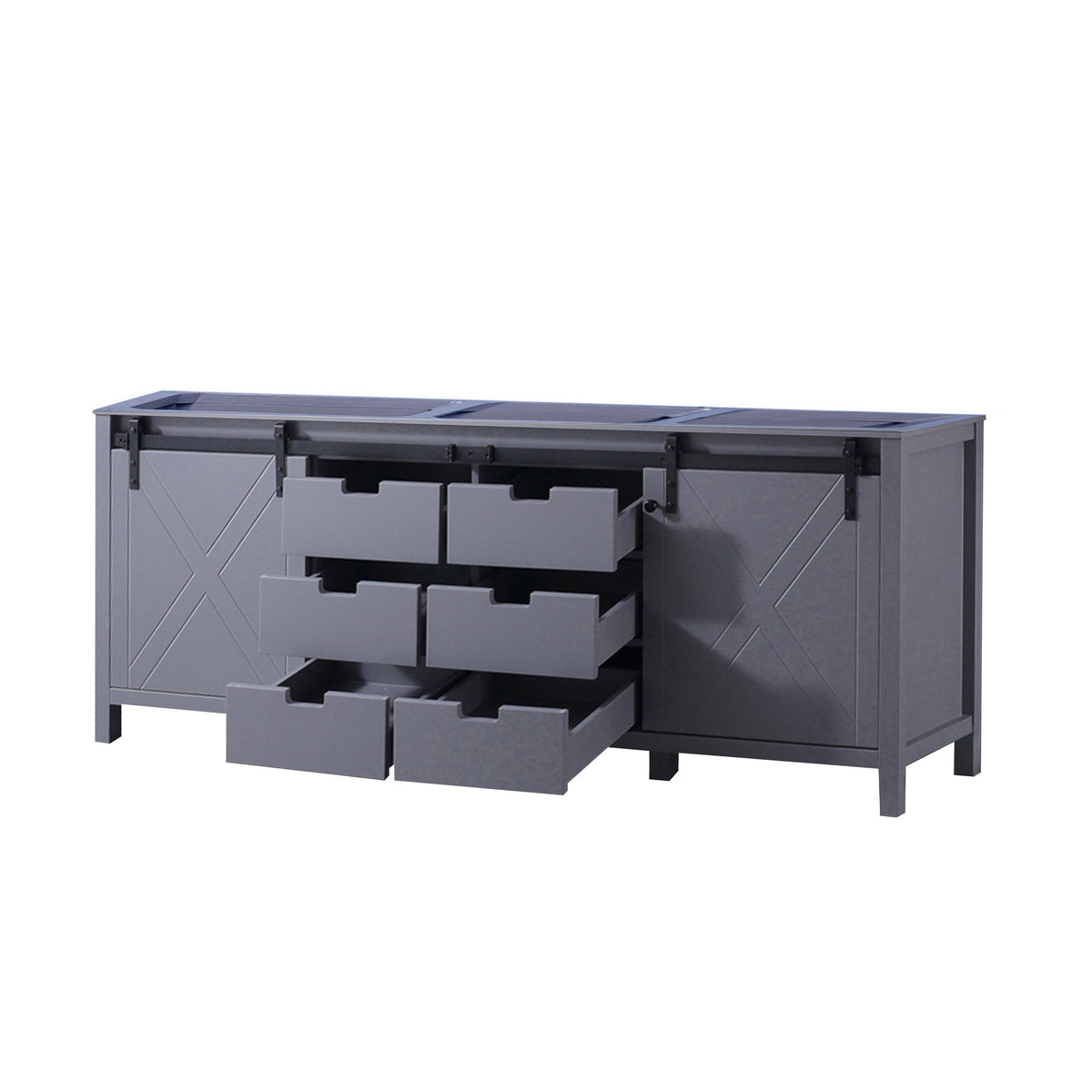 Lexora  Marsyas 84" Dark Grey Vanity Cabinet Only LM342284DB00000 - MyBBQDirect