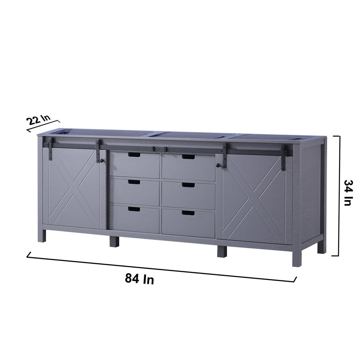 Lexora  Marsyas 84" Dark Grey Vanity Cabinet Only LM342284DB00000 - MyBBQDirect