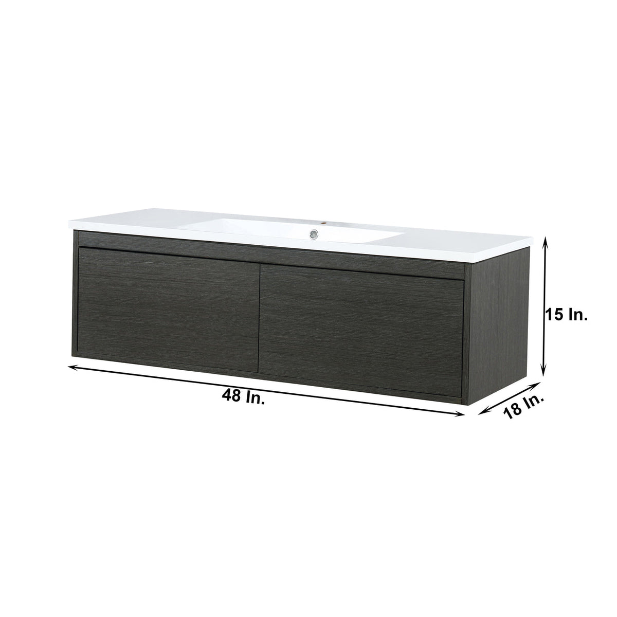 Lexora Sant 48" Iron Charcoal Bathroom Vanity and Acrylic Composite Top with Integrated Sink LS48SRAIS000 - MyBBQDirect