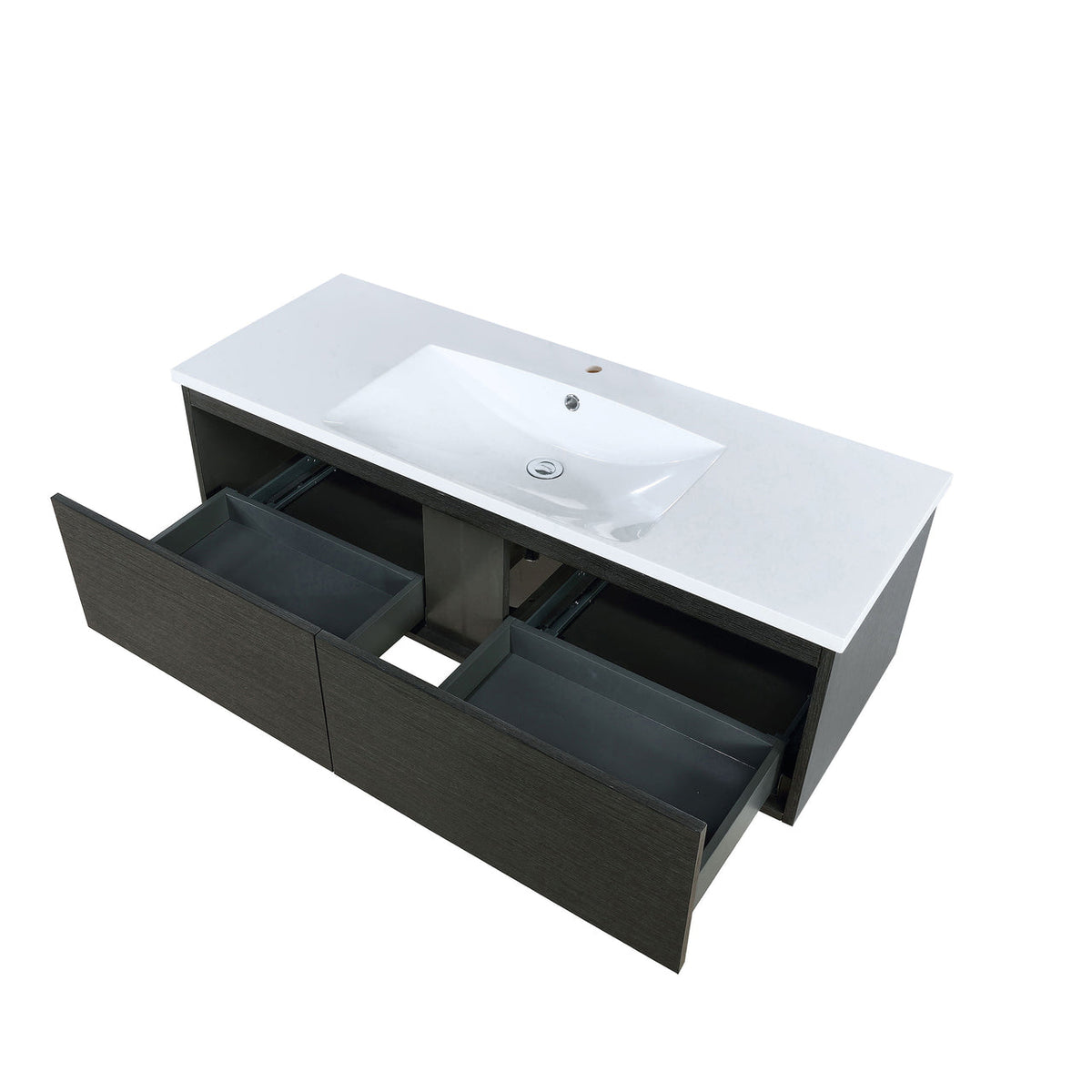 Lexora Sant 48" Iron Charcoal Bathroom Vanity and Acrylic Composite Top with Integrated Sink LS48SRAIS000 - MyBBQDirect