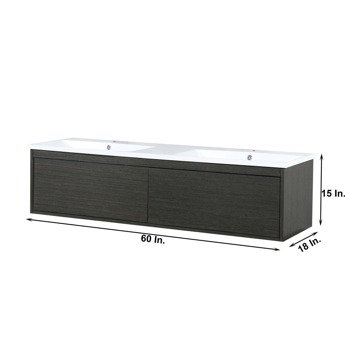 Lexora Sant 60" Iron Charcoal Double Bathroom Vanity and Acrylic Composite Top with Integrated Sinks LS60DRAIS000 - MyBBQDirect