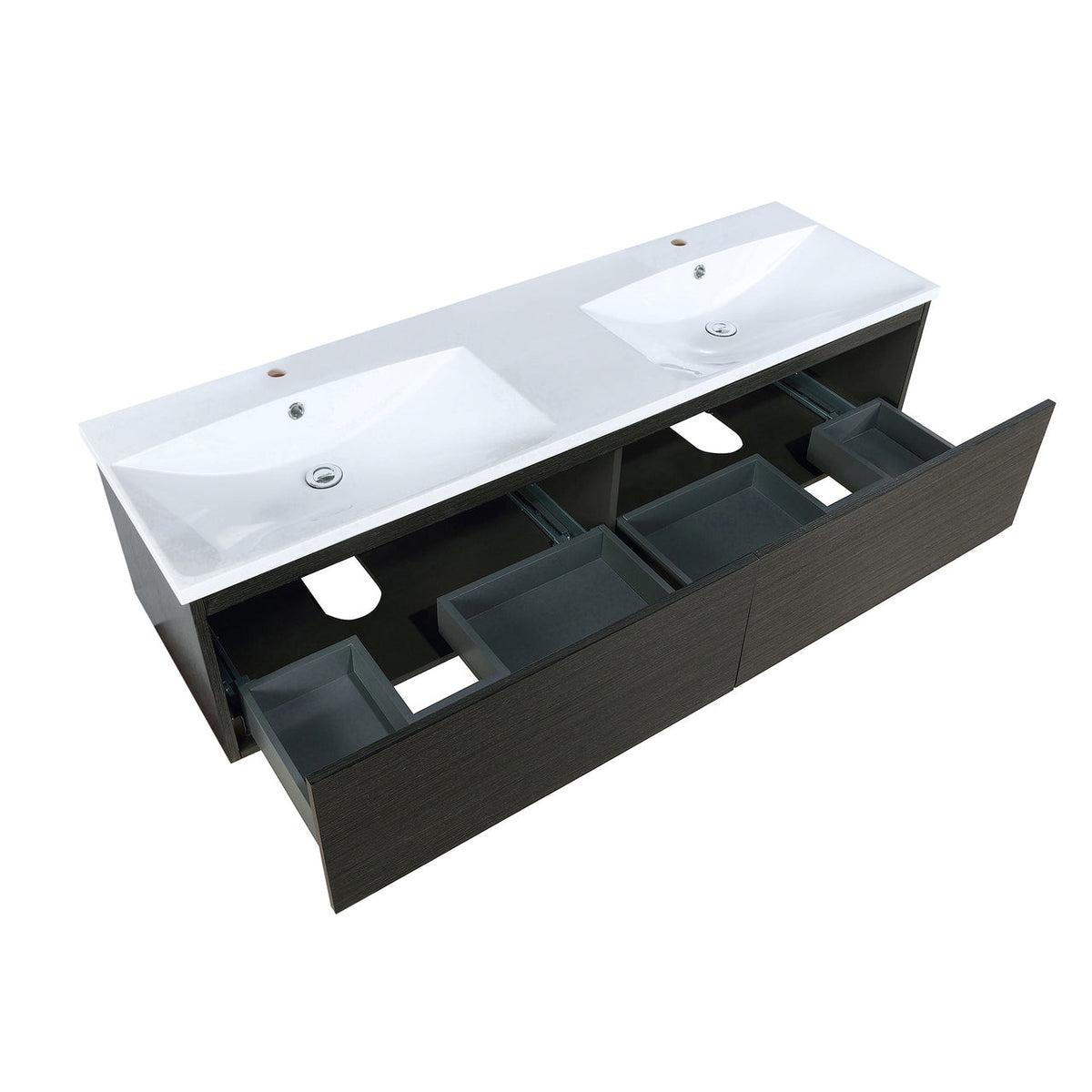 Lexora Sant 60" Iron Charcoal Double Bathroom Vanity and Acrylic Composite Top with Integrated Sinks LS60DRAIS000 - MyBBQDirect