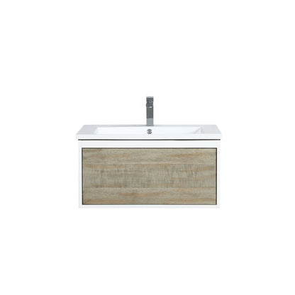 Lexora Scopi 30" Rustic Acacia Bathroom Vanity, Acrylic Composite Top with Integrated Sink, and Labaro Rose Gold Faucet Set LSC30SRAOS000FRG - MyBBQDirect