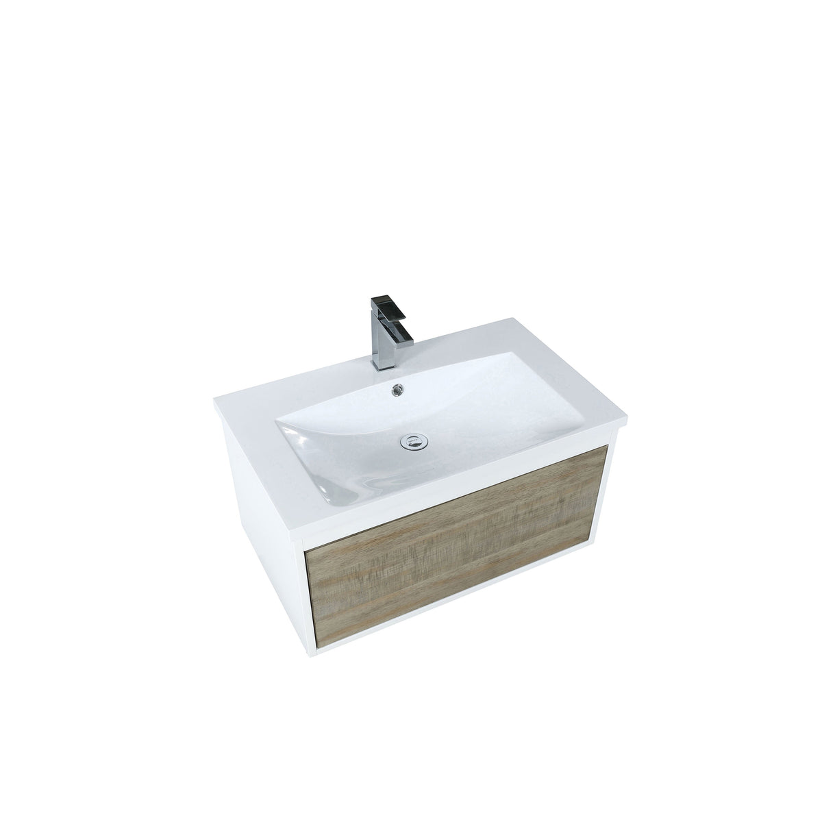 Lexora Scopi 30" Rustic Acacia Bathroom Vanity, Acrylic Composite Top with Integrated Sink, and Labaro Rose Gold Faucet Set LSC30SRAOS000FRG - MyBBQDirect