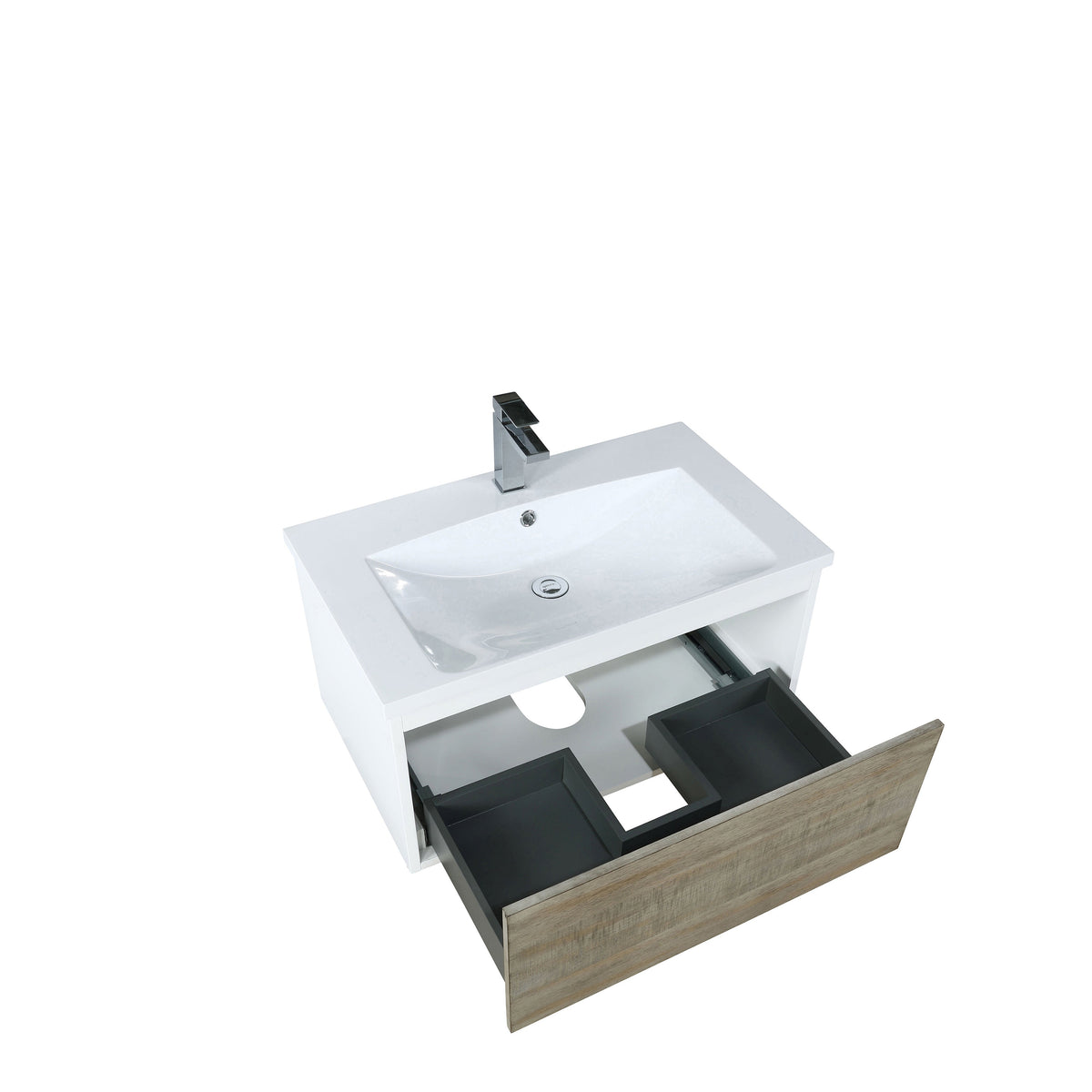 Lexora Scopi 30" Rustic Acacia Bathroom Vanity, Acrylic Composite Top with Integrated Sink, and Labaro Rose Gold Faucet Set LSC30SRAOS000FRG - MyBBQDirect