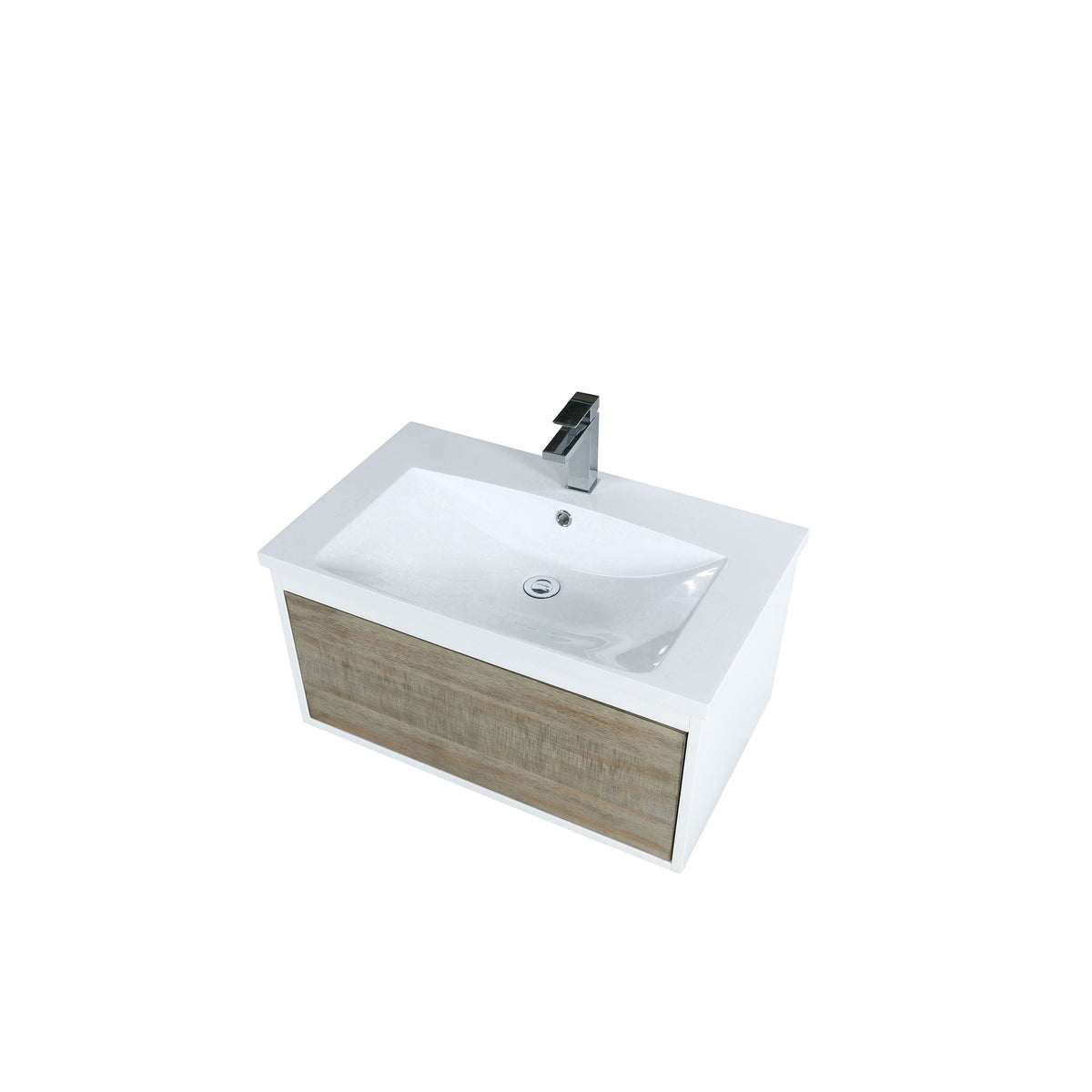 Lexora Scopi 30" Rustic Acacia Bathroom Vanity, Acrylic Composite Top with Integrated Sink, and Labaro Rose Gold Faucet Set LSC30SRAOS000FRG - MyBBQDirect