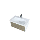 Lexora Scopi 30" Rustic Acacia Bathroom Vanity, Acrylic Composite Top with Integrated Sink, and Labaro Rose Gold Faucet Set LSC30SRAOS000FRG