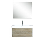 Lexora Scopi 30" Rustic Acacia Bathroom Vanity, Acrylic Composite Top with Integrated Sink, Labaro Brushed Nickel Faucet Set, and 28" Frameless Mirror LSC30SRAOSM28FBN - MyBBQDirect