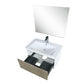 Lexora Scopi 30" Rustic Acacia Bathroom Vanity, Acrylic Composite Top with Integrated Sink, Labaro Brushed Nickel Faucet Set, and 28" Frameless Mirror LSC30SRAOSM28FBN - MyBBQDirect