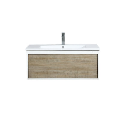 Lexora Scopi 36" Rustic Acacia Bathroom Vanity, Acrylic Composite Top with Integrated Sink, and Labaro Brushed Nickel Faucet Set LSC36SRAOS000FBN - MyBBQDirect
