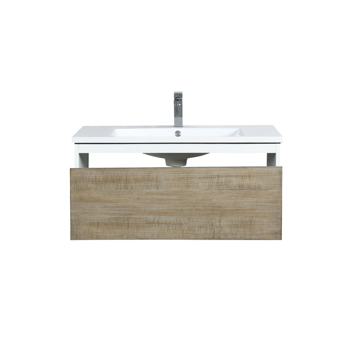 Lexora Scopi 36" Rustic Acacia Bathroom Vanity, Acrylic Composite Top with Integrated Sink, and Labaro Brushed Nickel Faucet Set LSC36SRAOS000FBN - MyBBQDirect