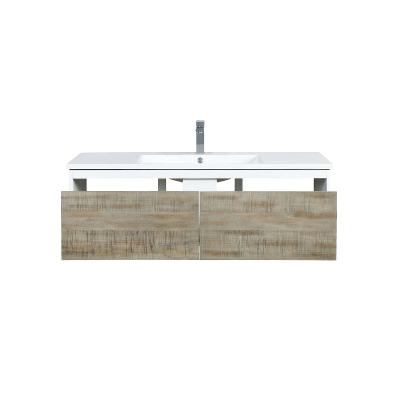 Lexora Scopi 48" Rustic Acacia Bathroom Vanity, Acrylic Composite Top with Integrated Sink, and Balzani Gun Metal Faucet Set LSC48SRAOS000FGM