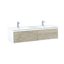 Lexora Scopi 60" Rustic Acacia Double Bathroom Vanity, Acrylic Composite Top with Integrated Sinks, and Labaro Brushed Nickel Faucet Set LSC60DRAOS000FBN