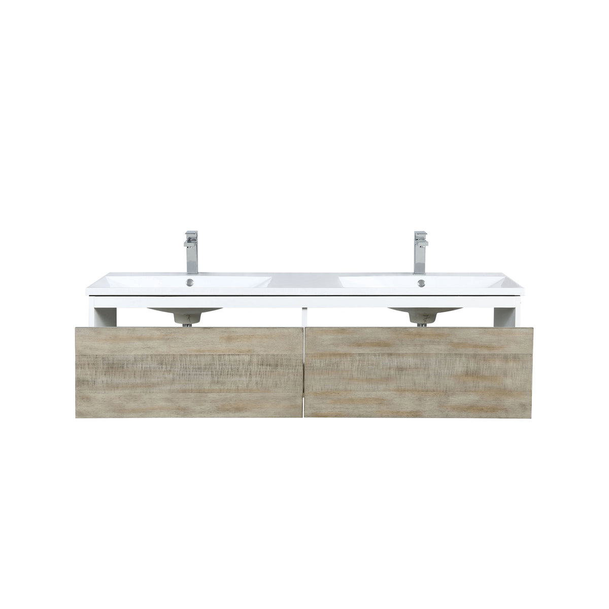 Lexora Scopi 60" Rustic Acacia Double Bathroom Vanity, Acrylic Composite Top with Integrated Sinks, and Balzani Gun Metal Faucet Set LSC60DRAOS000FGM - MyBBQDirect