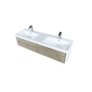 Lexora Scopi 60" Rustic Acacia Double Bathroom Vanity, Acrylic Composite Top with Integrated Sinks, and Balzani Gun Metal Faucet Set LSC60DRAOS000FGM