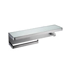 Lexora Bagno Bianca Stainless Steel White Glass Shelf w/ Towel Bar & Robe Hook - Gun Metal LSTR18152GMWG - MyBBQDirect