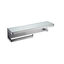 Lexora Bagno Bianca Stainless Steel White Glass Shelf w/ Towel Bar & Robe Hook - Gun Metal LSTR18152GMWG