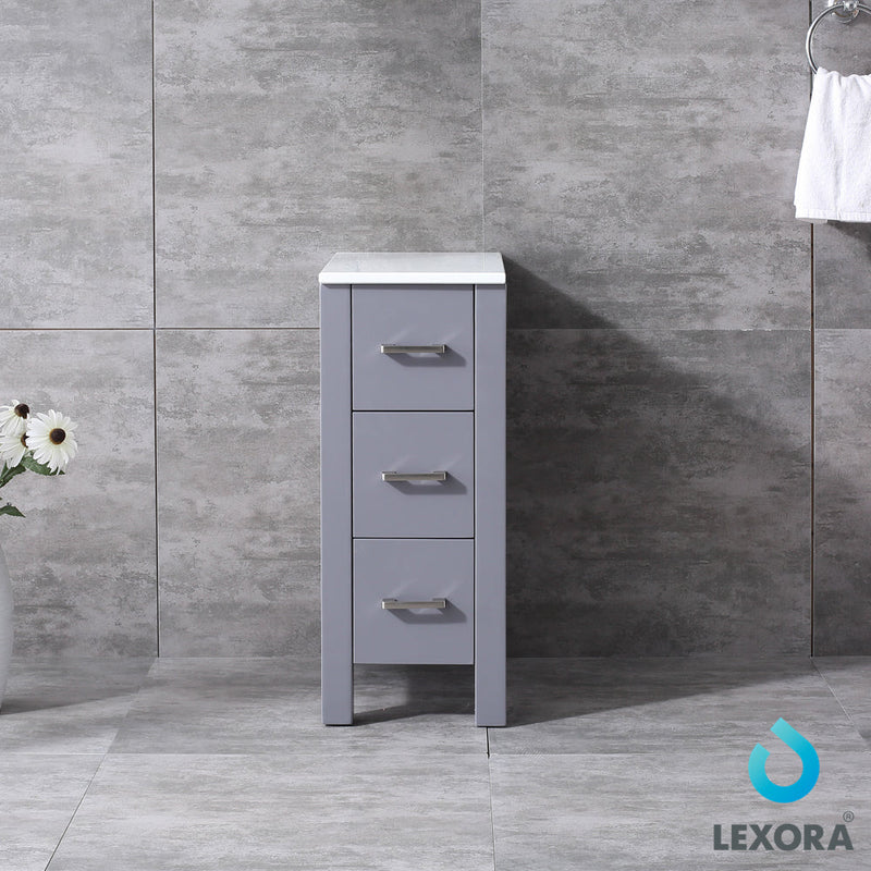 Lexora Volez 12" Dark Grey Side Cabinet, Phoenix Stone Top - LV281712BFSSCB