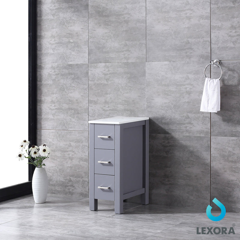 Lexora Volez 12" Dark Grey Side Cabinet, Phoenix Stone Top - LV281712BFSSCB