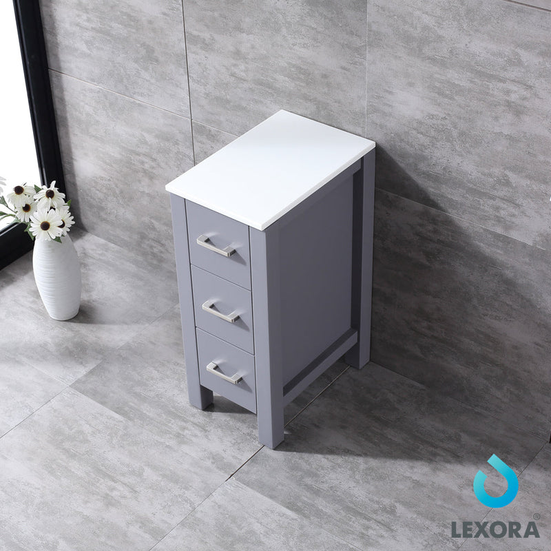 Lexora Volez 12" Dark Grey Side Cabinet, Phoenix Stone Top - LV281712BFSSCB