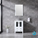 Lexora  Volez 24" White Single Vanity, Integrated Top, White Integrated Square Sink and 22" Mirror LV341824SAESM22