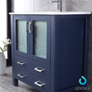 Lexora  Volez 30" Navy Blue Single Vanity, Integrated Top, White Integrated Square Sink and 28" Mirror LV341830SEESM28