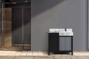 Lexora Zilara 36" Black and Grey Vanity, Castle Grey Marble Top, White Square Sink, and Balzani Gun Metal Faucet Set - LZ342236SLISFBG - MyBBQDirect