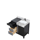 Lexora Zilara 36" Black and Grey Vanity, Castle Grey Marble Top, White Square Sink, and Balzani Gun Metal Faucet Set - LZ342236SLISFBG - MyBBQDirect