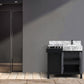 Lexora Zilara 36" Black and Grey Vanity, Castle Grey Marble Top, White Square Sink, and Balzani Gun Metal Faucet Set - LZ342236SLISFBG - MyBBQDirect