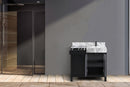 Lexora Zilara 36" Black and Grey Vanity, Castle Grey Marble Top, White Square Sink, and Balzani Gun Metal Faucet Set - LZ342236SLISFBG - MyBBQDirect