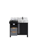 Lexora Zilara 36" Black and Grey Vanity, Castle Grey Marble Top, White Square Sink, and Balzani Gun Metal Faucet Set - LZ342236SLISFBG - MyBBQDirect