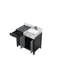 Lexora Zilara 36" Black and Grey Vanity, Castle Grey Marble Top, White Square Sink, and Balzani Gun Metal Faucet Set - LZ342236SLISFBG - MyBBQDirect