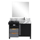 Lexora Zilara 42" Black and Grey Vanity, Castle Grey Marble Top, White Square Sink, Balzani Gun Metal Faucet Set, and 34" Frameless Mirror - LZ342242SLISM34FBG - MyBBQDirect