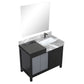 Lexora Zilara 42" Black and Grey Vanity, Castle Grey Marble Top, White Square Sink, Balzani Gun Metal Faucet Set, and 34" Frameless Mirror - LZ342242SLISM34FBG - MyBBQDirect