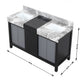 Lexora Zilara 55" Black and Grey Double Vanity, Castle Grey Marble Tops, and White Square Sinks - LZ342255SLIS000 - MyBBQDirect