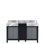 Lexora Zilara 55" Black and Grey Double Vanity, Castle Grey Marble Tops, and White Square Sinks - LZ342255SLIS000 - MyBBQDirect