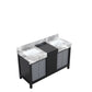 Lexora Zilara 55" Black and Grey Double Vanity, Castle Grey Marble Tops, and White Square Sinks - LZ342255SLIS000 - MyBBQDirect