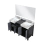 Lexora Zilara 55" Black and Grey Double Vanity, Castle Grey Marble Tops, White Square Sinks, and 53" Frameless Mirror - LZ342255SLISM53 - MyBBQDirect