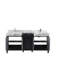 Lexora Zilara 72" Black and Grey Double Vanity, Castle Grey Marble Tops, White Square Sinks, and Balzani Gun Metal Faucet Set - LZ342272DLISFBG - MyBBQDirect