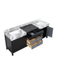 Lexora Zilara 84" Black and Grey Double Vanity, Castle Grey Marble Tops, and White Square Sinks - LZ342284DLIS000 - MyBBQDirect