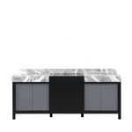 Lexora Zilara 84" Black and Grey Double Vanity, Castle Grey Marble Tops, and White Square Sinks - LZ342284DLIS000 - MyBBQDirect