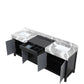 Lexora Zilara 84" Black and Grey Double Vanity, Castle Grey Marble Tops, and White Square Sinks - LZ342284DLIS000 - MyBBQDirect