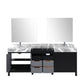 Lexora Zilara 84" Black and Grey Double Vanity, Castle Grey Marble Tops, White Square Sinks, Monte Chrome Faucet Set, and 34" Frameless Mirrors - LZ342284DLISM34FBG - MyBBQDirect