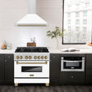 ZLINE 36 in. Autograph Edition Range Hood in Fingerprint Resistant Stainless Steel with White Matte Shell and Accented Handle (KB4SNZ-WM36)