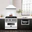 ZLINE 36 in. Autograph Edition Range Hood in Fingerprint Resistant Stainless Steel with White Matte Shell and Accented Handle (KB4SNZ-WM36)