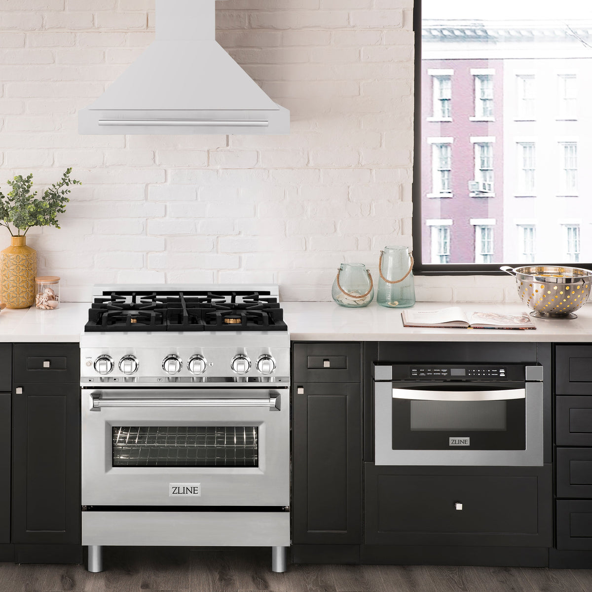 ZLINE 30 in. Stainless Steel Range Hood with Stainless Steel Handle and Colored Shell Options (KB4STX-30) - MyBBQDirect