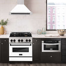 ZLINE 30 in. Autograph Edition Fingerprint Resistant Stainless Steel Range Hood with White Matte Shell and Accented Handle (KB4SNZ-WM30)